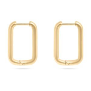 Women's 18k Gold PVD Stainless Steel Rectangle Everyday Look Huggie Earrings