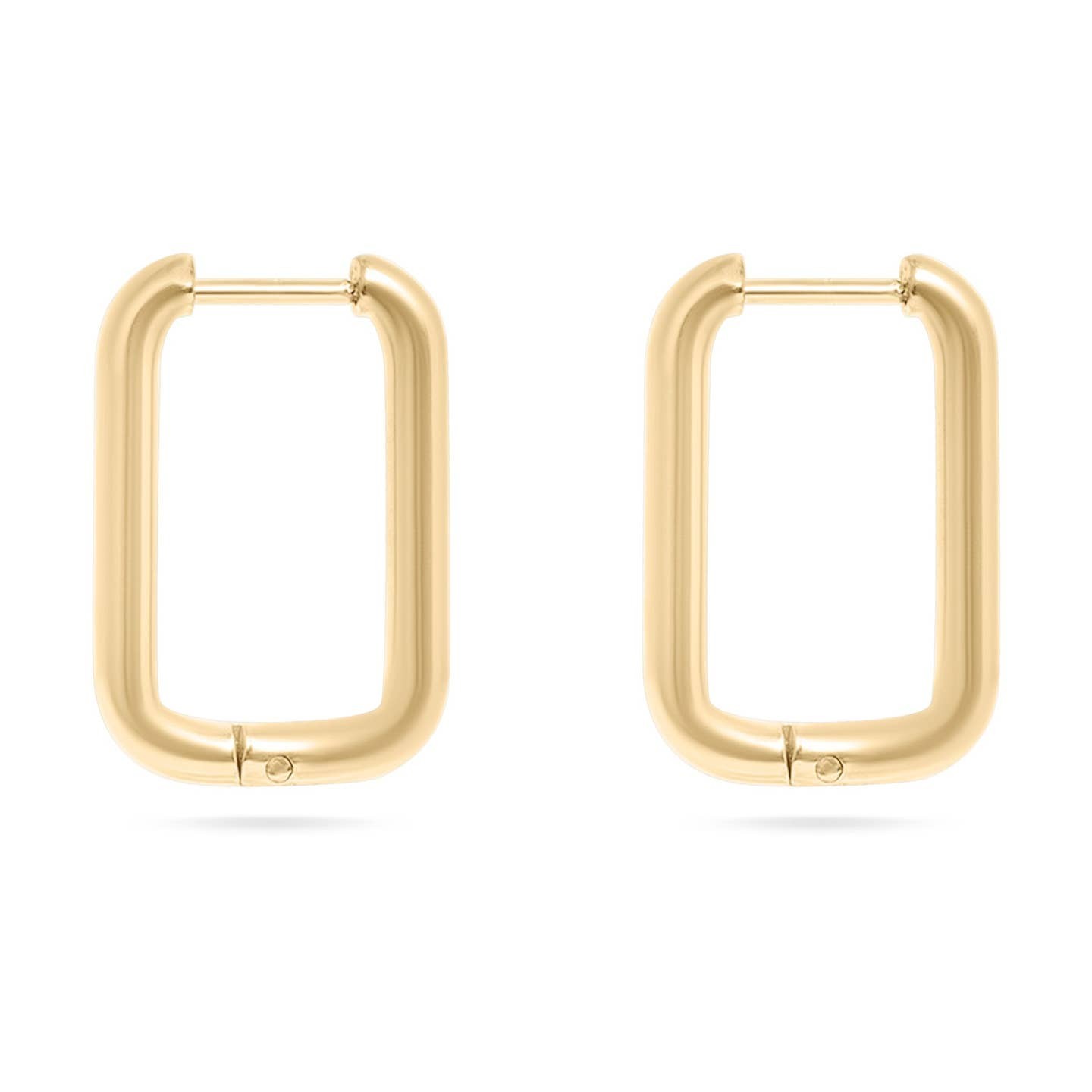Women's 18k Gold PVD Stainless Steel Rectangle Everyday Look Huggie Earrings
