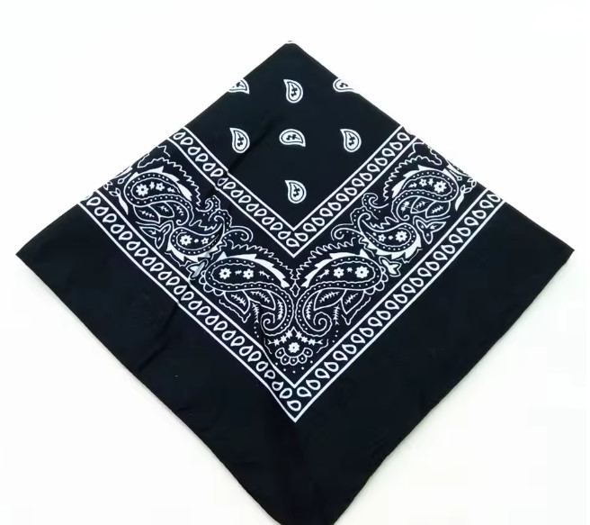 New Paisley Bandana Black Scarf Double Sided Print Paisley Cowboy - Image 2