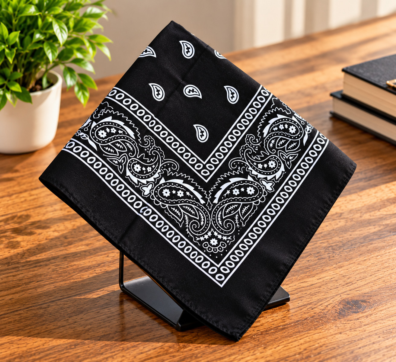 New Paisley Bandana Black Scarf Double Sided Print Paisley Cowboy - Image 3