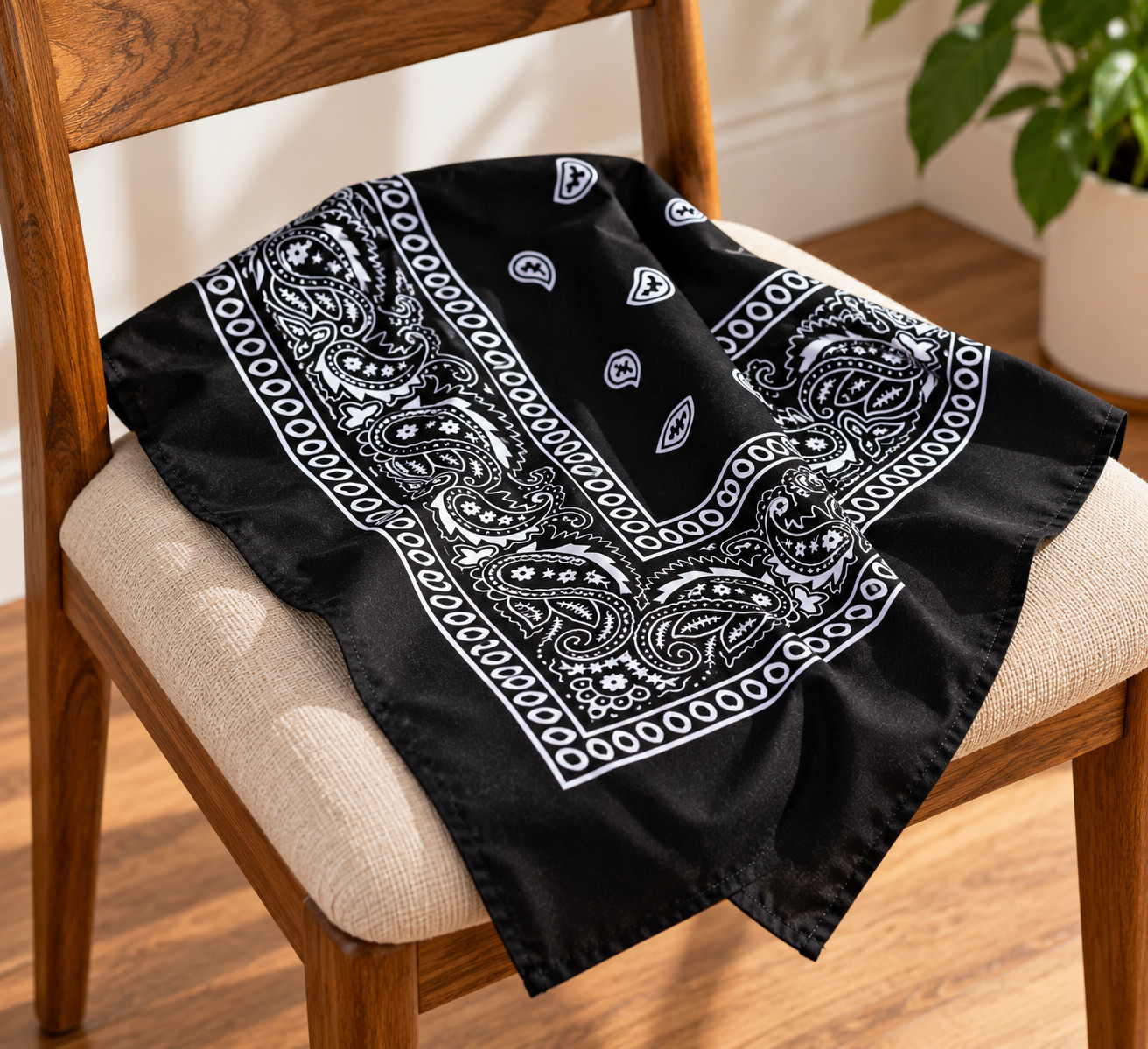 New Paisley Bandana Black Scarf Double Sided Print Paisley Cowboy - Image 4