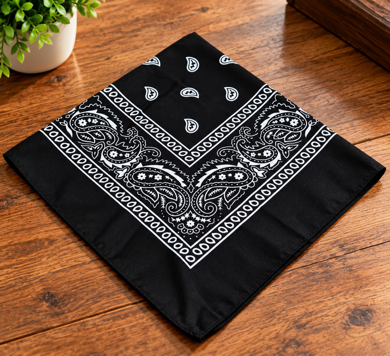 New Paisley Bandana Black Scarf Double Sided Print Paisley Cowboy - Image 7