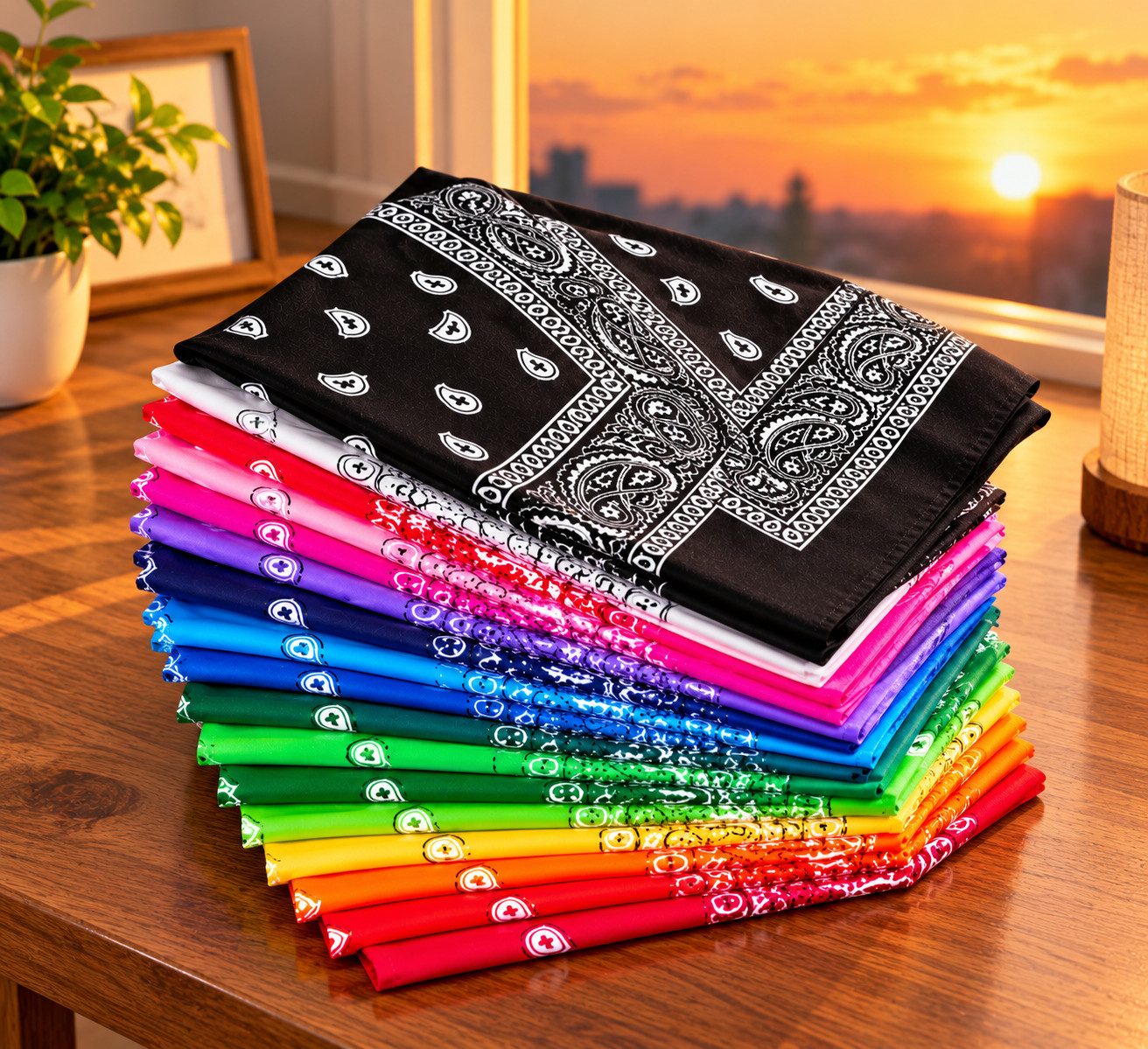 Mixed 6pcs Unisex Double Sided Print Paisley Bandana Cowboy Scarf Headband - Image 3