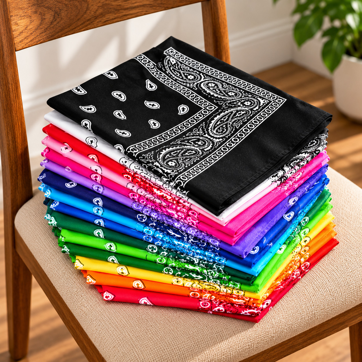 Mixed 6pcs Unisex Double Sided Print Paisley Bandana Cowboy Scarf Headband - Image 6