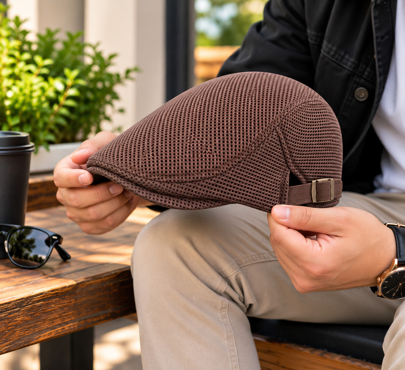 New Men's Duck Mesh Summer Gatsby Brown Cap Golf Driving Flat Cabbie Newsboy - Image 4