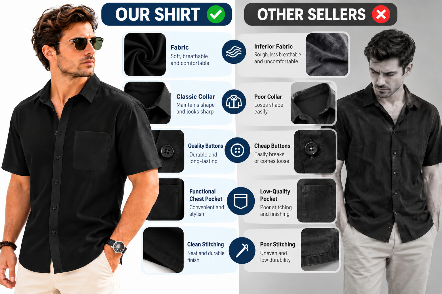 Men's Cotton Linen Short Sleeve Shirt Breathable Casual Lightweight Button Down - Image 8