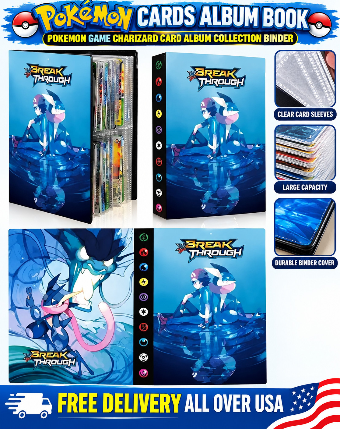 New Pokémon Cards Album Book Pokemon Game Charizard Card Album Collection Binder