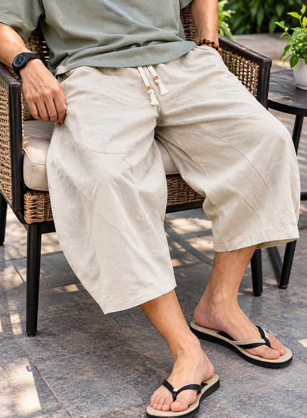 New Men Summer Beach Soft Cotton Casual Shorts Harem Loose Pants Baggy Fit Yoga - Image 6
