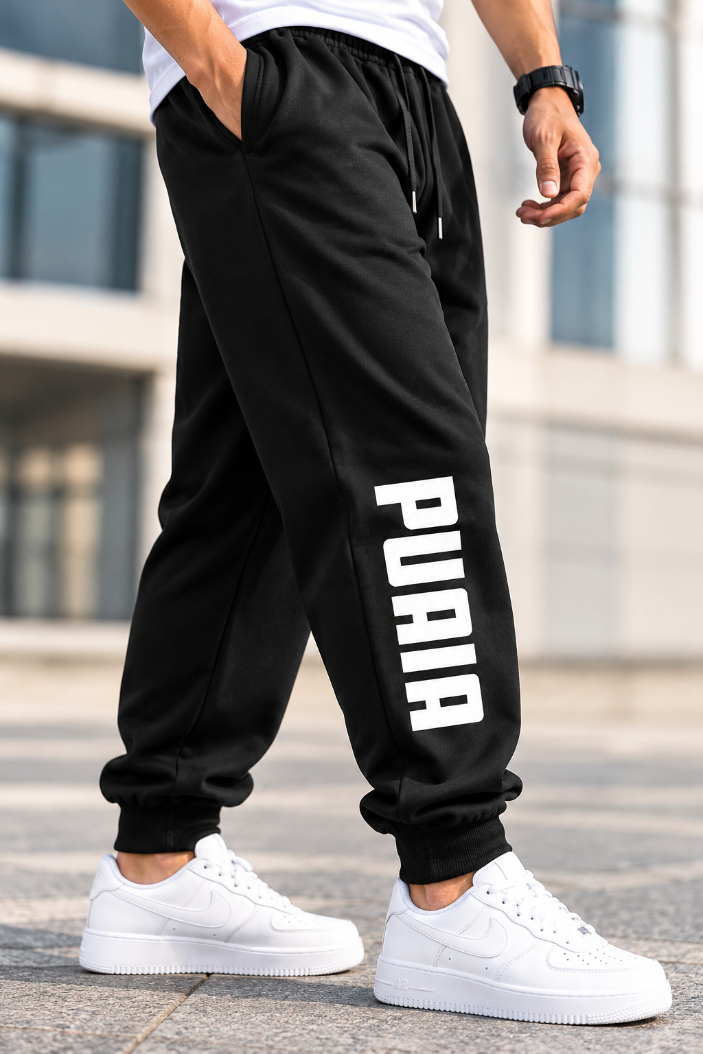 Men’s Sport Jogging Black Pants Loose Fit Autumn and Winter Fitness Running - Image 3