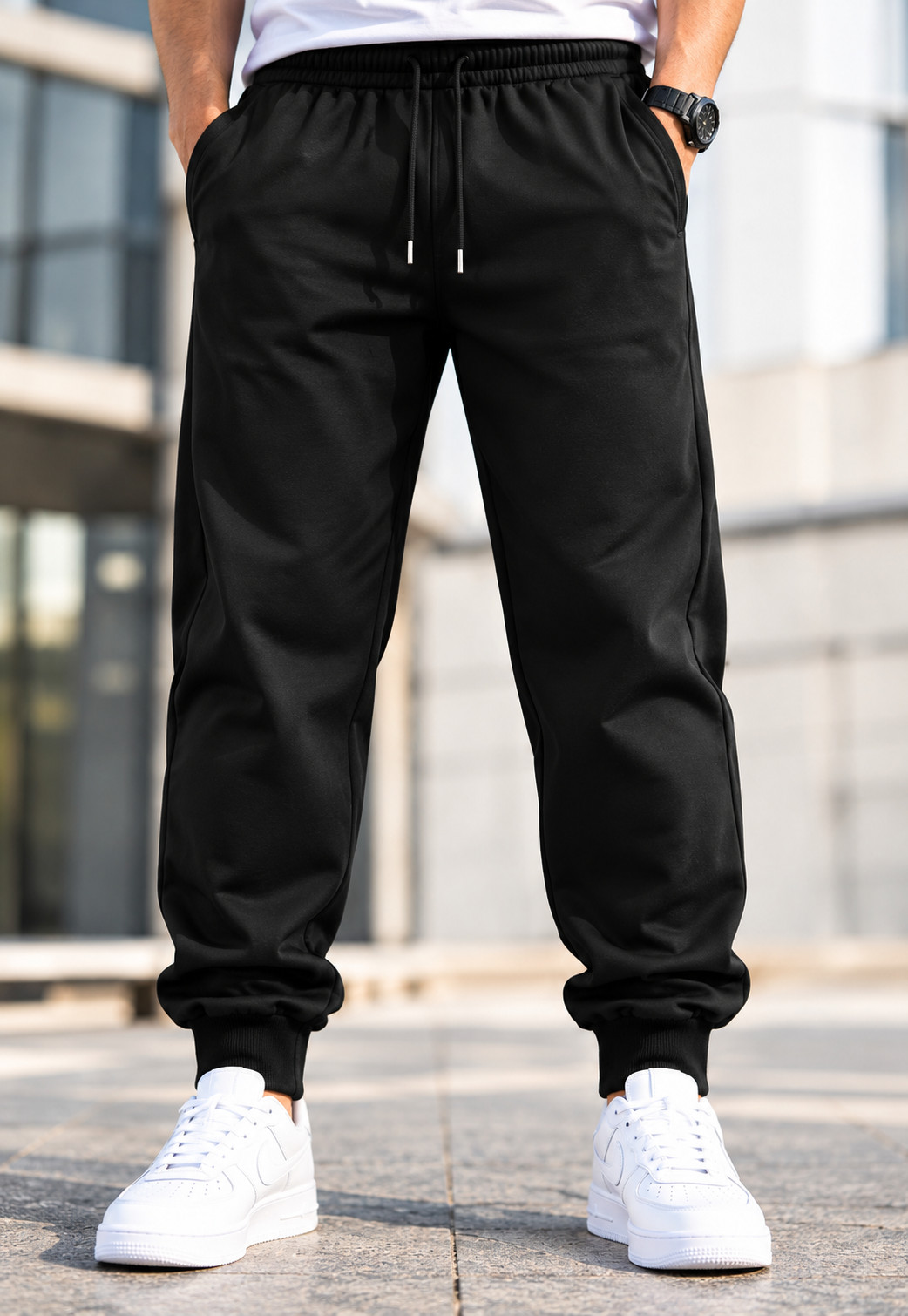 Men’s Sport Jogging Black Pants Loose Fit Autumn and Winter Fitness Running - Image 4