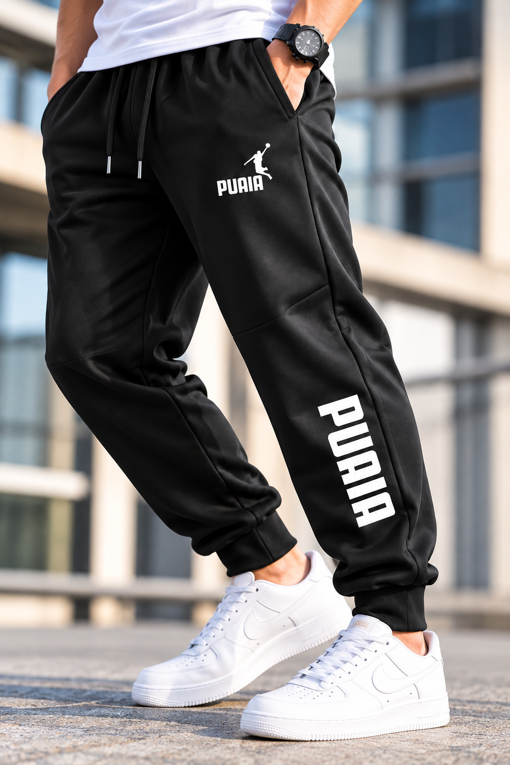 Men’s Sport Jogging Black Pants Loose Fit Autumn and Winter Fitness Running - Image 5