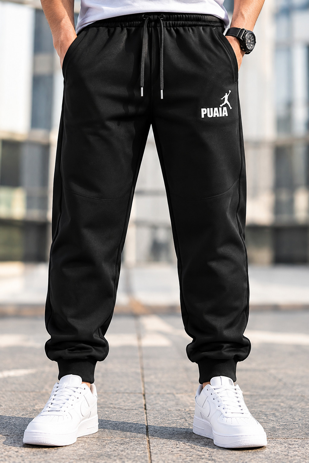 Men’s Sport Jogging Black Pants Loose Fit Autumn and Winter Fitness Running - Image 6