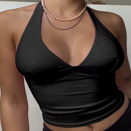 New Women's Neck Crop Party Top V-Neck Sexy Tanks Camis Skinny Backless - Image 2