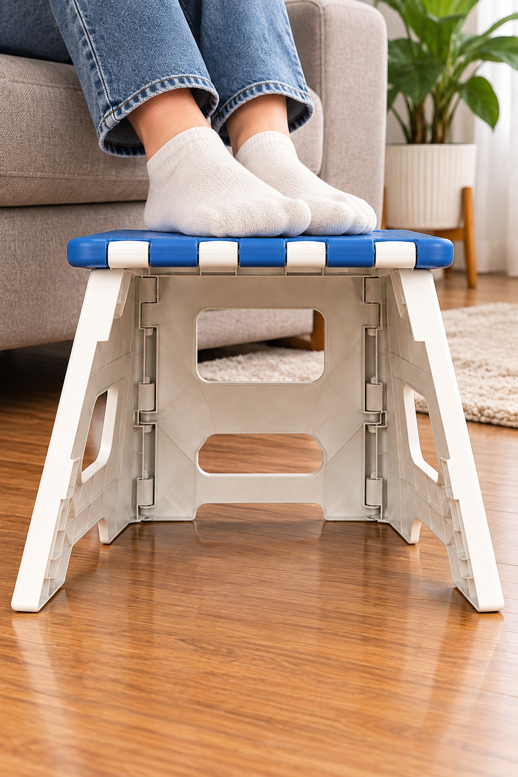 Folding Step Stool Plastic Portable Compact Stackable Chair for Kitchen, Bedroom - Image 3
