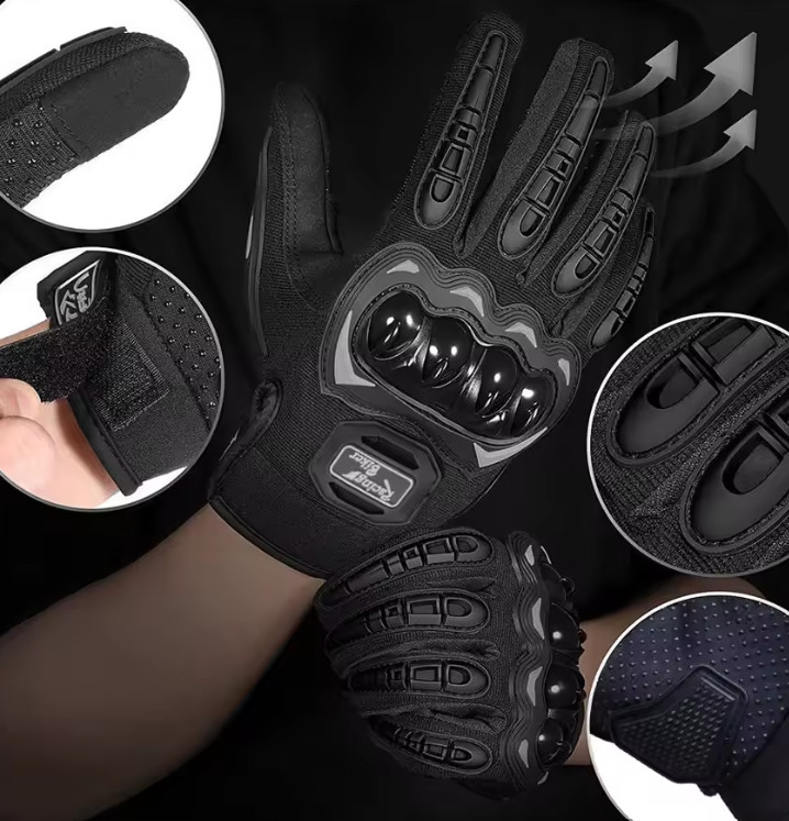 Motorcycle Racing Black Gloves Fall Protection Men Breathable Protective Gear - Image 3