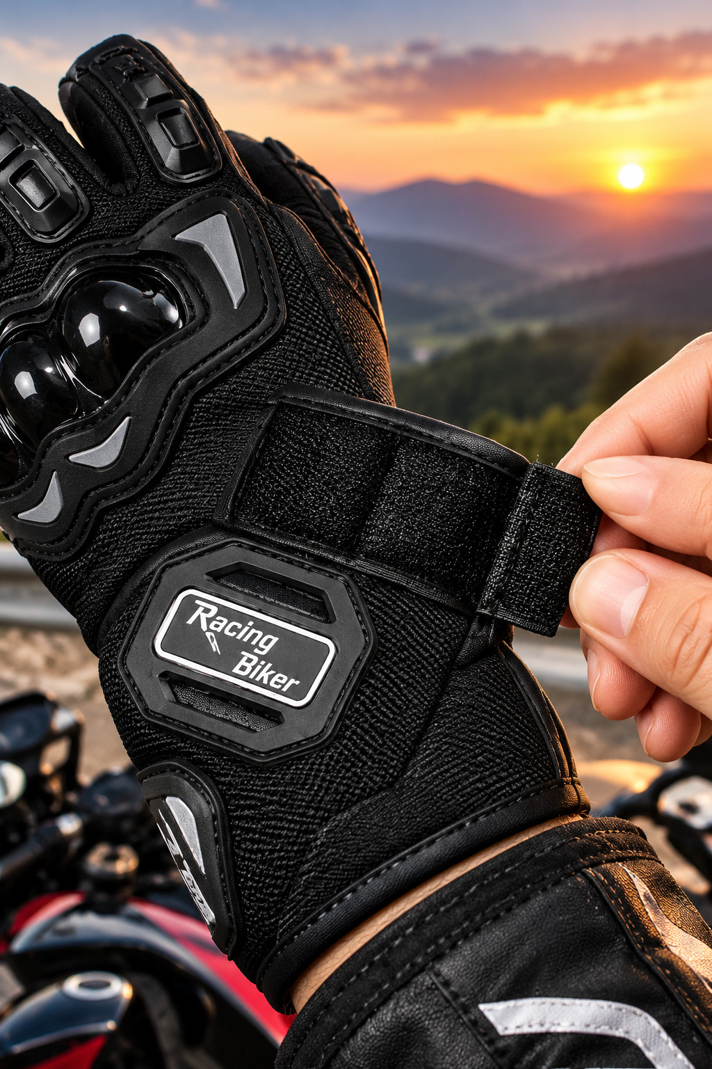 Motorcycle Racing Black Gloves Fall Protection Men Breathable Protective Gear - Image 4
