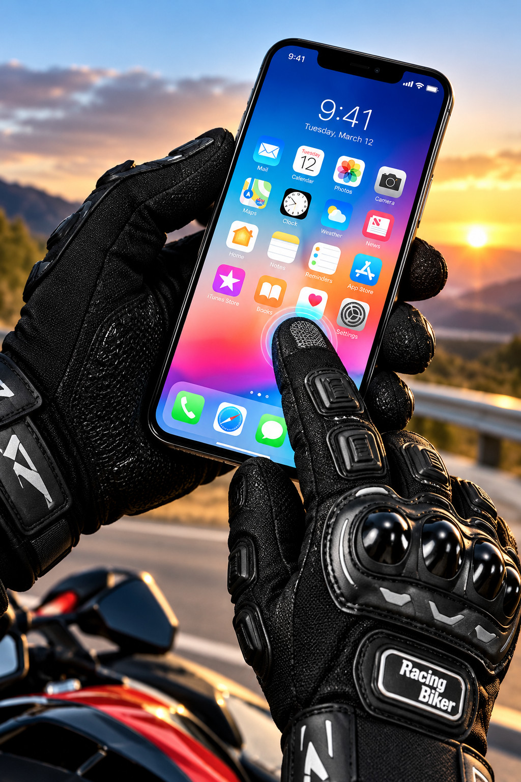 Motorcycle Racing Black Gloves Fall Protection Men Breathable Protective Gear - Image 7